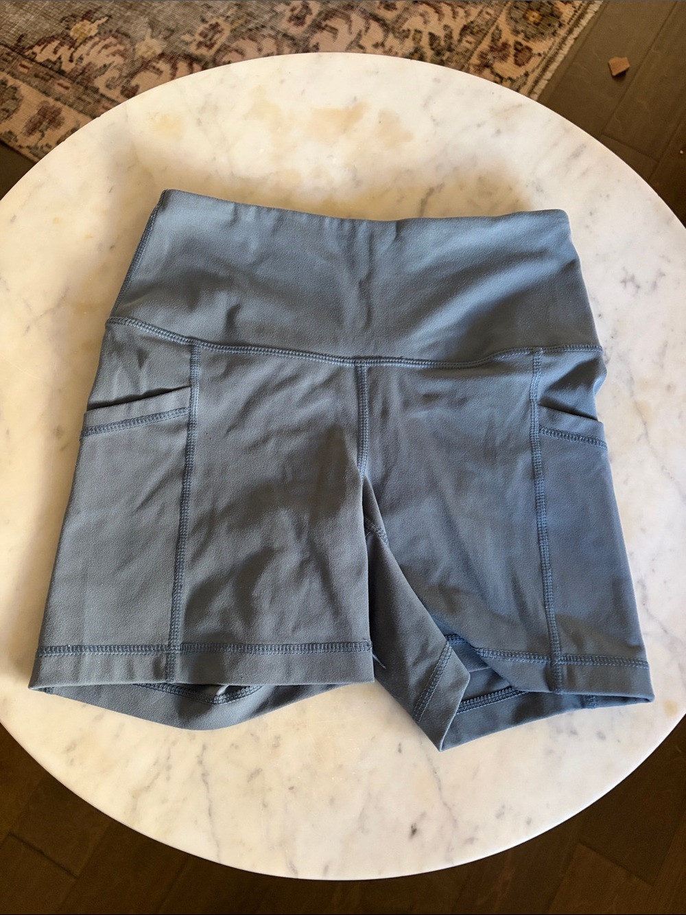 Yogalicious Slate Blue High-Waist Bike Shorts